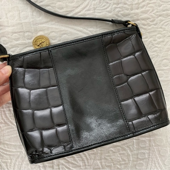 Brahmin‎ Black Croc Reptile Embossed Leather Crossbody Bag - Picture 2 of 8